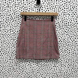 Brandy Melville Pink Plaid Mini Skirt